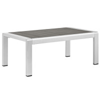 Modway EEI-2268-SLV-GRY Shore Outdoor Patio Aluminum Coffee Table in Silver Gray