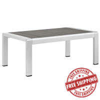 Modway EEI-2268-SLV-GRY Shore Outdoor Patio Aluminum Coffee Table in Silver Gray