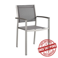 Modway EEI-2272-SLV-GRY Shore Outdoor Patio Aluminum Dining Chair