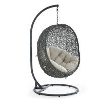 Modway EEI-2273-GRY-BEI Hide Outdoor Patio Swing Chair in Gray Beige