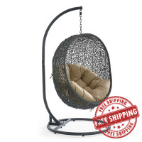 Modway EEI-2273-GRY-MOC Hide Outdoor Patio Swing Chair in Gray Mocha