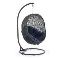 Modway EEI-2273-GRY-NAV Hide Outdoor Patio Swing Chair in Gray Navy