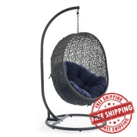 Modway EEI-2273-GRY-NAV Hide Outdoor Patio Swing Chair in Gray Navy