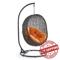 Modway EEI-2273-GRY-ORA Hide Outdoor Patio Swing Chair in Gray Orange