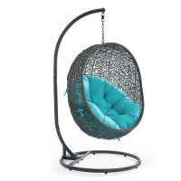 Modway EEI-2273-GRY-TRQ Hide Outdoor Patio Swing Chair in Gray Turquoise