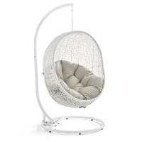 Modway EEI-2273-WHI-BEI Hide Outdoor Patio Swing Chair in White Beige