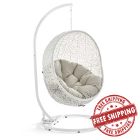 Modway EEI-2273-WHI-BEI Hide Outdoor Patio Swing Chair in White Beige