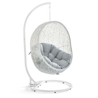 Modway EEI-2273-WHI-GRY Hide Outdoor Patio Swing Chair in White Gray