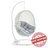 Modway EEI-2273-WHI-GRY Hide Outdoor Patio Swing Chair in White Gray