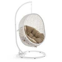 Modway EEI-2273-WHI-MOC Hide Outdoor Patio Swing Chair in White Mocha