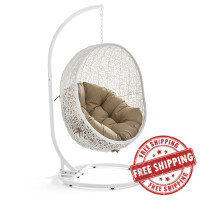 Modway EEI-2273-WHI-MOC Hide Outdoor Patio Swing Chair in White Mocha