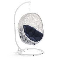 Modway EEI-2273-WHI-NAV Hide Outdoor Patio Swing Chair in White Navy