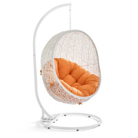 Modway EEI-2273-WHI-ORA Hide Outdoor Patio Swing Chair in White Orange
