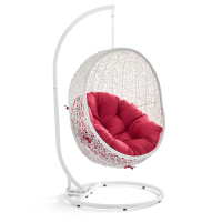 Modway EEI-2273-WHI-RED Hide Outdoor Patio Swing Chair in White Red