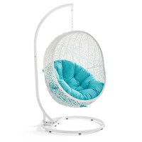 Modway EEI-2273-WHI-TRQ Hide Outdoor Patio Swing Chair in White Turquoise