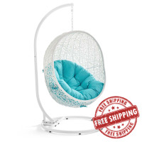 Modway EEI-2273-WHI-TRQ Hide Outdoor Patio Swing Chair in White Turquoise
