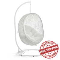 Modway EEI-2273-WHI-WHI Hide Outdoor Patio Swing Chair With Stand in White