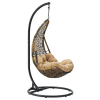 Modway EEI-2276-BLK-MOC-SET Abate Outdoor Patio Swing Chair in Black Mocha