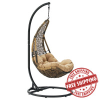 Modway EEI-2276-BLK-MOC-SET Abate Outdoor Patio Swing Chair in Black Mocha