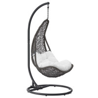 Modway EEI-2276-GRY-WHI-SET Abate Outdoor Patio Swing Chair in Gray White