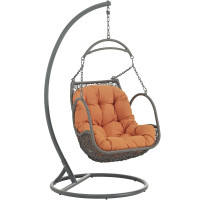 Modway EEI-2279-ORA-SET Arbor Outdoor Patio Wood Swing Chair in Orange