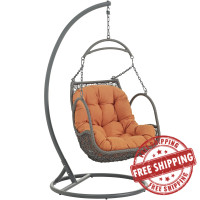 Modway EEI-2279-ORA-SET Arbor Outdoor Patio Wood Swing Chair in Orange