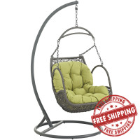 Modway EEI-2279-PER-SET Arbor Outdoor Patio Wood Swing Chair in Peridot