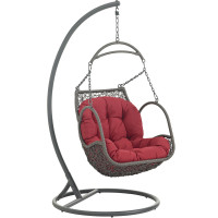 Modway EEI-2279-RED-SET Arbor Outdoor Patio Wood Swing Chair in Red