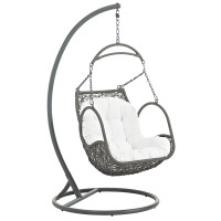 Modway EEI-2279-WHI-SET Arbor Outdoor Patio Wood Swing Chair in White