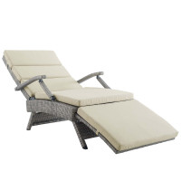 Modway EEI-2301-LGR-BEI Envisage Chaise Outdoor Patio Wicker Rattan Lounge Chair