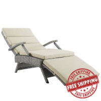 Modway EEI-2301-LGR-BEI Envisage Chaise Outdoor Patio Wicker Rattan Lounge Chair