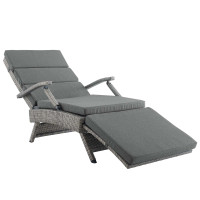 Modway EEI-2301-LGR-CHA Envisage Chaise Outdoor Patio Wicker Rattan Lounge Chair