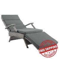 Modway EEI-2301-LGR-CHA Envisage Chaise Outdoor Patio Wicker Rattan Lounge Chair