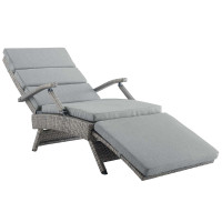 Modway EEI-2301-LGR-GRY Envisage Chaise Outdoor Patio Wicker Rattan Lounge Chair