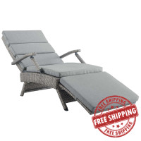 Modway EEI-2301-LGR-GRY Envisage Chaise Outdoor Patio Wicker Rattan Lounge Chair