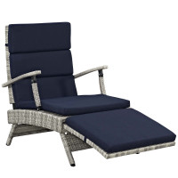 Modway EEI-2301-LGR-NAV Envisage Chaise Outdoor Patio Wicker Rattan Lounge Chair