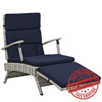 Modway EEI-2301-LGR-NAV Envisage Chaise Outdoor Patio Wicker Rattan Lounge Chair