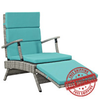 Modway EEI-2301-LGR-TRQ Envisage Chaise Outdoor Patio Wicker Rattan Lounge Chair