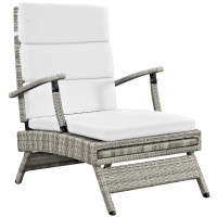Modway EEI-2301-LGR-WHI Envisage Chaise Outdoor Patio Wicker Rattan Lounge Chair