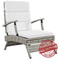 Modway EEI-2301-LGR-WHI Envisage Chaise Outdoor Patio Wicker Rattan Lounge Chair