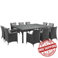 Modway EEI-2311-CHC-GRY-SET Sojourn 11 Piece Outdoor Patio Sunbrella Dining Set