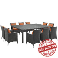 Modway EEI-2311-CHC-TUS-SET Sojourn 11 Piece Outdoor Patio Sunbrella Dining Set in Canvas Tuscan