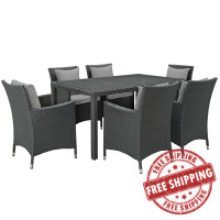 Modway EEI-2312-CHC-GRY-SET Sojourn 7 Piece Outdoor Patio Sunbrella Dining Set