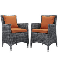 Modway EEI-2313-GRY-TUS-SET Summon 2 Piece Outdoor Patio Sunbrella Dining Set in Canvas Tuscan