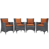 Modway EEI-2314-GRY-TUS-SET Summon 4 Piece Outdoor Patio Sunbrella Dining Set in Canvas Tuscan