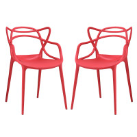 Modway EEI-2347-RED-SET Entangled Dining Set Set of 2 in Red