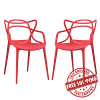 Modway EEI-2347-RED-SET Entangled Dining Set Set of 2 in Red