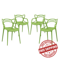 Modway EEI-2348-GRN-SET Entangled Dining Set Set of 4 in Green