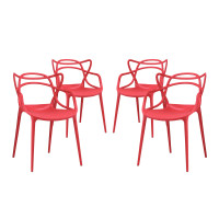 Modway EEI-2348-RED-SET Entangled Dining Set Set of 4 in Red