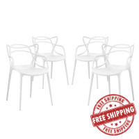 Modway EEI-2348-WHI-SET Entangled Dining Set Set of 4 in White